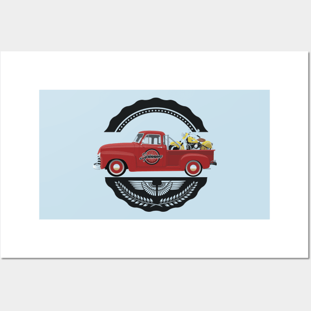 1953 Chevy Pickup Truck with 1953 Indian Chief Roadmaster Wall Art by BurrowsImages